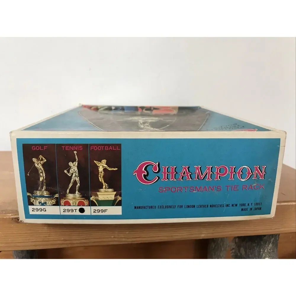Vintage Champion Tennis Player Brass Crown Trophy Sportsman Tie Rack w Box